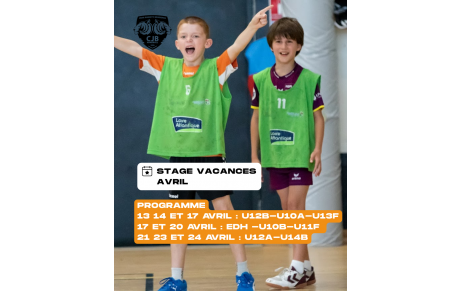 Les Stages reviennent pour les vacances d'Avril !